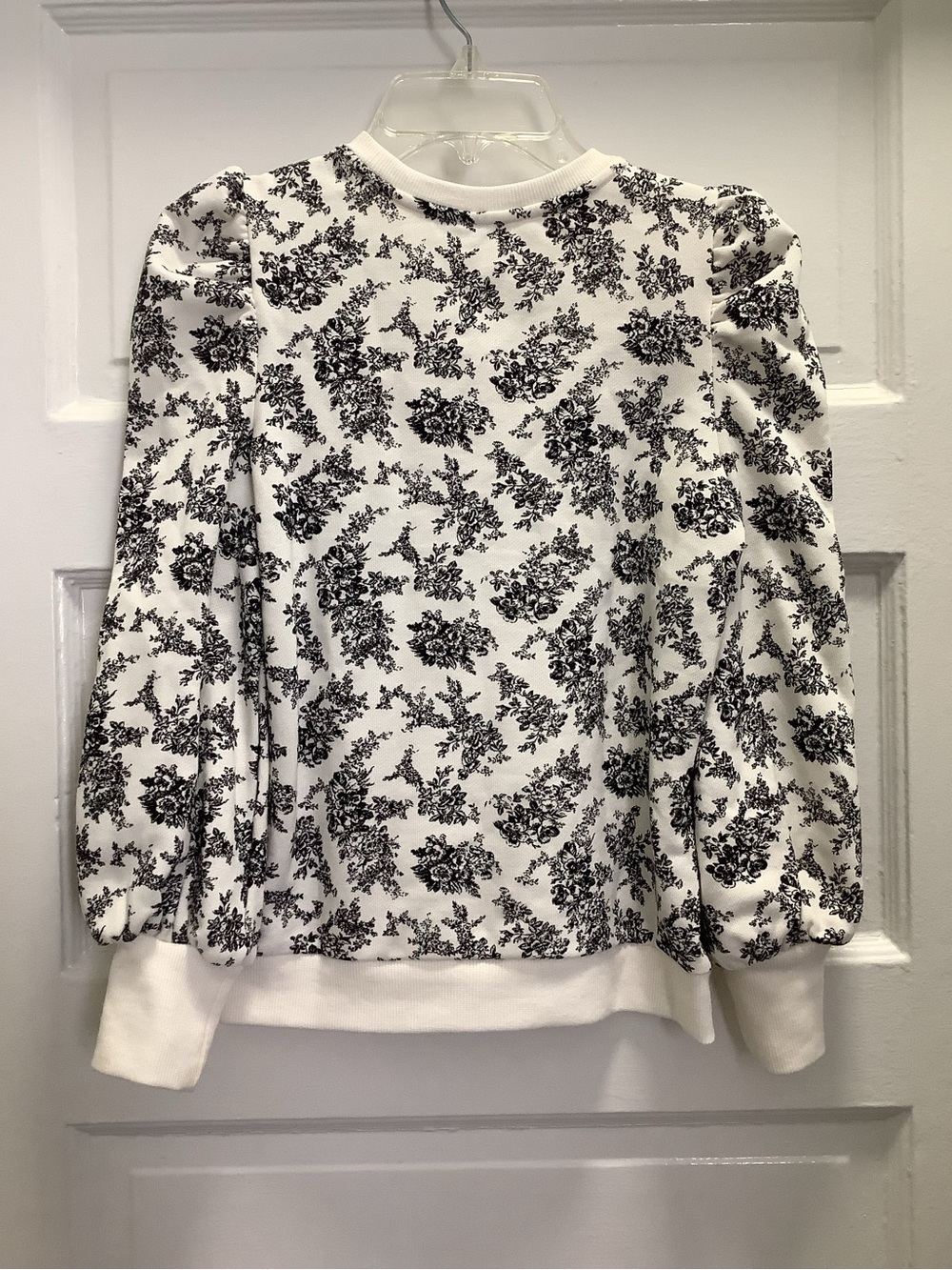 NWT Janie and Jack Black & White Toile Puff Sleeve Sweatshirt (Sz 12) - Picture 4 of 7